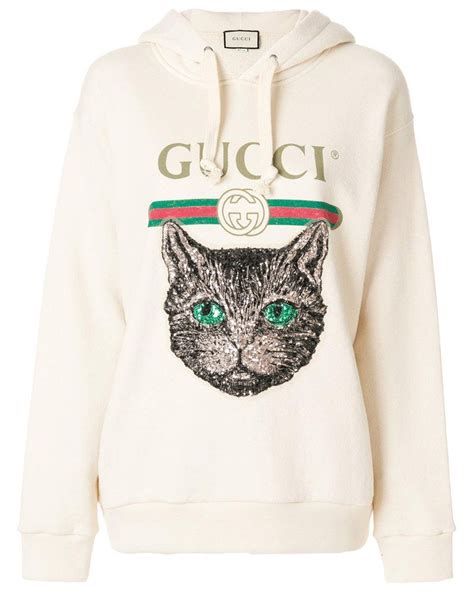 gucci cat applique hoodie|Gucci laid back hoodie.